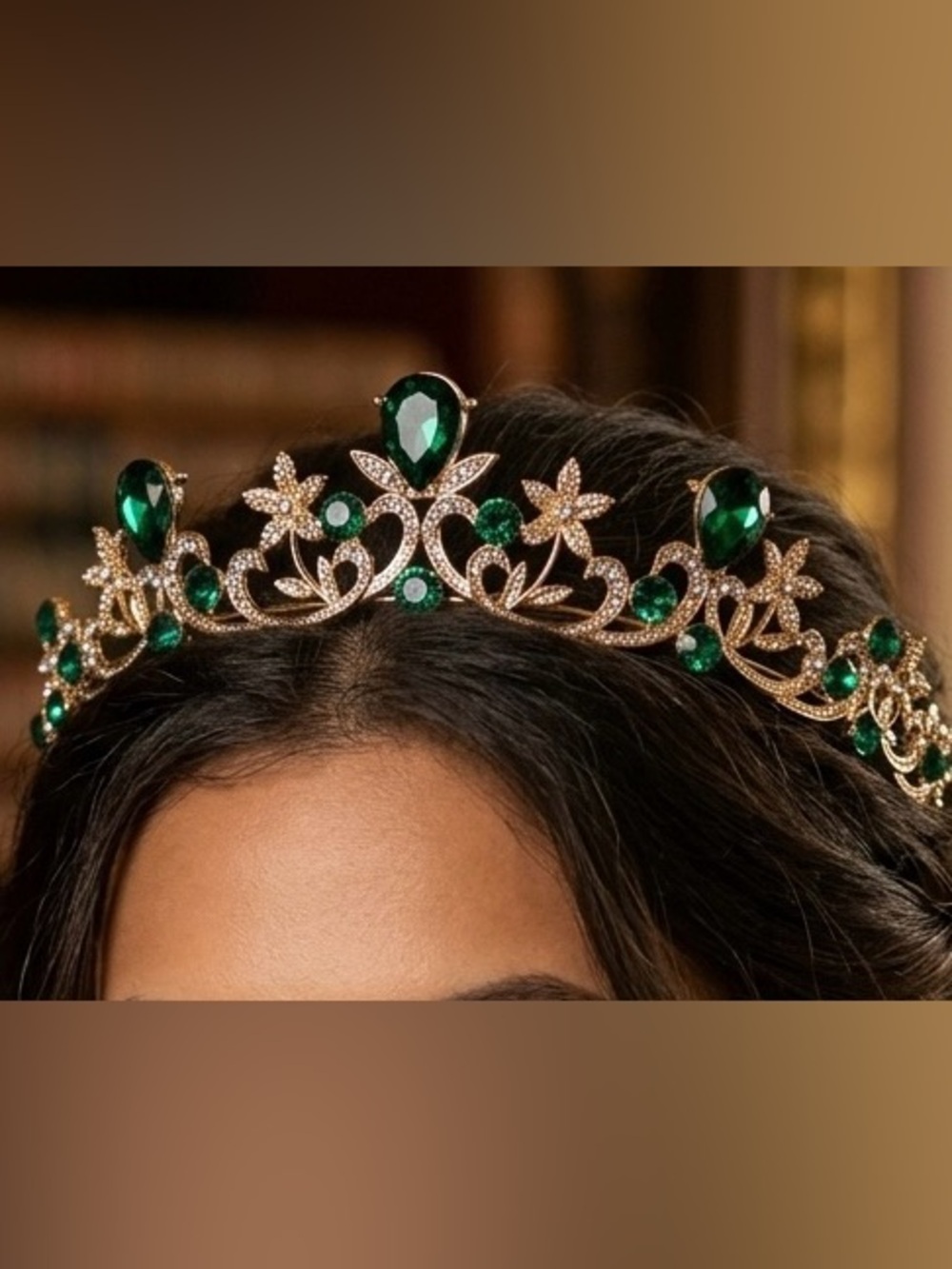 New** Emerald Green Teardrop Crystal Tiara